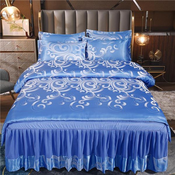 bedding sets 4pcs satin jacquard luxury pleated lace king size duvet cover set bed skirt pillowcase bedclothes
bedding sets 4pcs satin jacquard luxury pleated lace king size duvet cover set bed skirt pillowcase bedclothes