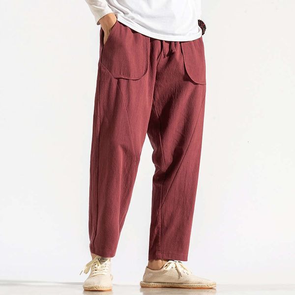 men's pants and autumn wear chinese loose cotton hemp casual national style fashion soyg, Black
men's pants and autumn wear chinese loose cotton hemp casual national style fashion soyg, Black
