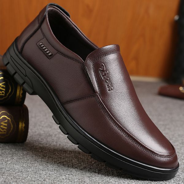 autumn leather shoes, men's leather, business dress, middle-aged dad casual soft soled breathable shoes, Black
autumn leather shoes, men's leather, business dress, middle-aged dad casual soft soled breathable shoes, Black