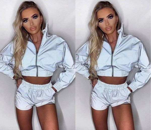 fashion casual clothes sets women tracksuits reflective coat clubwear long sleeve jacket outwear crop bottons shorts, Gray
fashion casual clothes sets women tracksuits reflective coat clubwear long sleeve jacket outwear crop bottons shorts, Gray