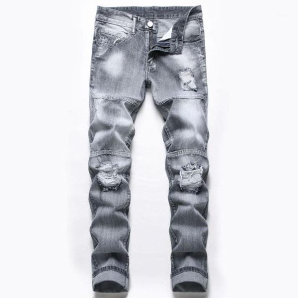 spring mens ripped hole jeans casual slim fit gray men trousers male hip hop denim straight pants pantalones hombre men's, Blue
spring mens ripped hole jeans casual slim fit gray men trousers male hip hop denim straight pants pantalones hombre men's, Blue