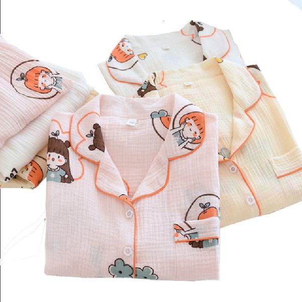 women's sleepwear 2021 spring fall double layer gauze cotton cartoon printed girls long-sleeve soft breathable cute pajama set cas, Black;red
women's sleepwear 2021 spring fall double layer gauze cotton cartoon printed girls long-sleeve soft breathable cute pajama set cas, Black;red