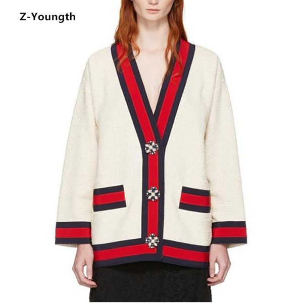 women's sweaters fashion 2021 women white pearl button pocket red black hit color v-neck loose cardigans knitting casual sweater, White;black
women's sweaters fashion 2021 women white pearl button pocket red black hit color v-neck loose cardigans knitting casual sweater, White;black