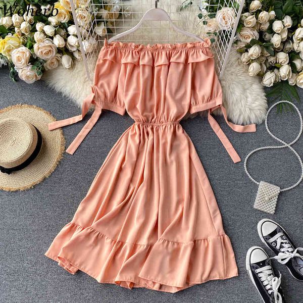 off shoulder dress women korean chic ruffles lace up vestidos sweet robe high waist solid dresses summer new 210417, Black;gray
off shoulder dress women korean chic ruffles lace up vestidos sweet robe high waist solid dresses summer new 210417, Black;gray