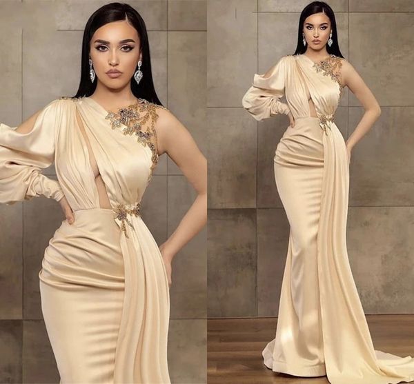 arabic aso ebi mermaid prom dresses long sleeve elegant satin one shoulder ruched peplum formal evening party gowns sequins beading sweep tr, Black
arabic aso ebi mermaid prom dresses long sleeve elegant satin one shoulder ruched peplum formal evening party gowns sequins beading sweep tr, Black