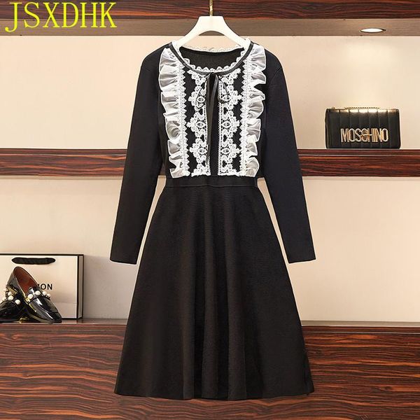 casual dresses plus size women dress 2021 elegant vintage fashion lace patchwork sweater kint autumn winter black vestido, Black;gray
casual dresses plus size women dress 2021 elegant vintage fashion lace patchwork sweater kint autumn winter black vestido, Black;gray