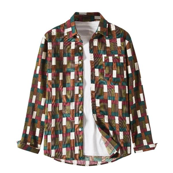 men's casual shirts autumn geometry patchwork oversize for men corduroy african ethnic style shirt coat long sleeve streetwear, White;black
men's casual shirts autumn geometry patchwork oversize for men corduroy african ethnic style shirt coat long sleeve streetwear, White;black