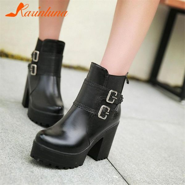 boots karin fashion high qaulity shoes woman buckles straps round toe platform thick heels ankle autumn, Black
boots karin fashion high qaulity shoes woman buckles straps round toe platform thick heels ankle autumn, Black
