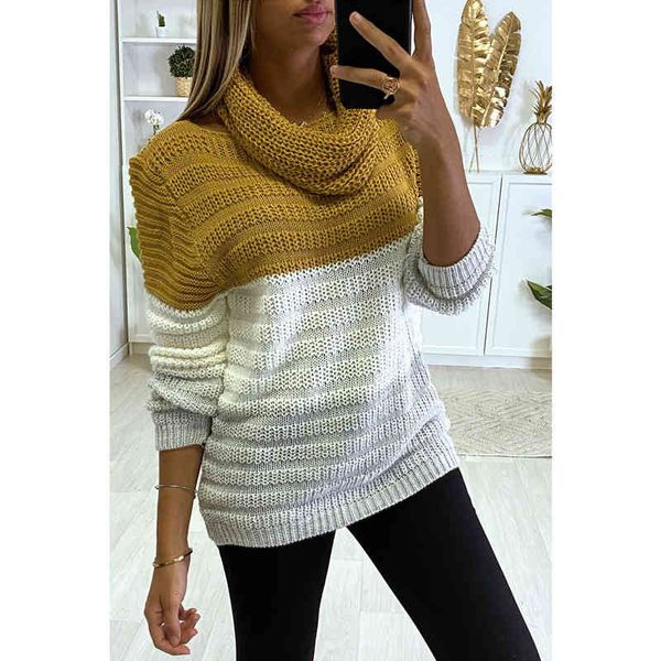 women's sweaters feminino retalhos contraste cor malha camisola cachecol colarinho manga longa solto pulôver outono amarelo vermelho az, White;black
women's sweaters feminino retalhos contraste cor malha camisola cachecol colarinho manga longa solto pulôver outono amarelo vermelho az, White;black