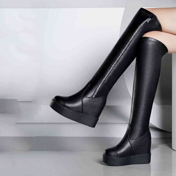 cross-autumn winter increased waterproof platform over the knee stretch long women's with wees leather boots, Black
cross-autumn winter increased waterproof platform over the knee stretch long women's with wees leather boots, Black