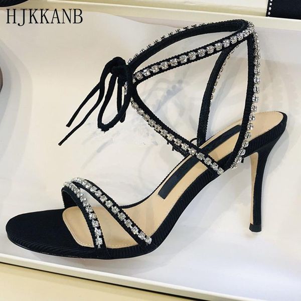 sandals runway high heel women luxury crystal decor ankle narrow band lace up sandalias banquet dress shoes wedding, Black
sandals runway high heel women luxury crystal decor ankle narrow band lace up sandalias banquet dress shoes wedding, Black
