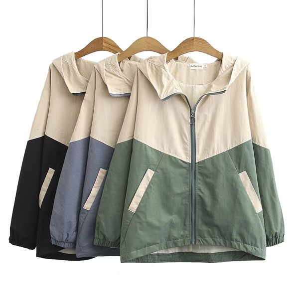 windbreaker female large size loose women's trench coat spring autumn korea style hooded color block casual coat outwear, Tan;black
windbreaker female large size loose women's trench coat spring autumn korea style hooded color block casual coat outwear, Tan;black