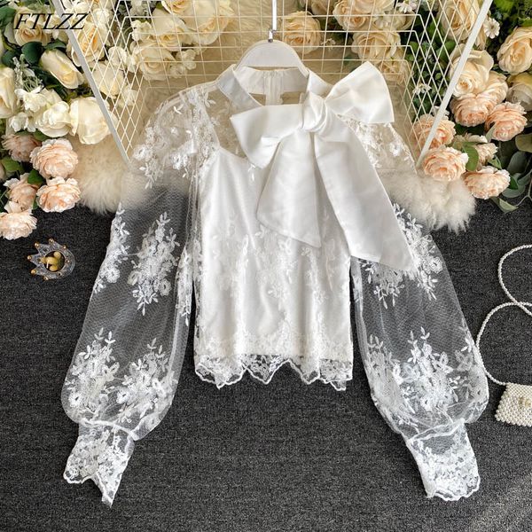 summer elegant lady bow puff sleeve lace patchwork shirt sweet sun proof clothes 210423, White
summer elegant lady bow puff sleeve lace patchwork shirt sweet sun proof clothes 210423, White