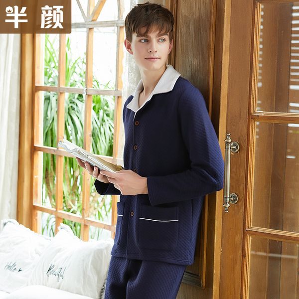 sleepwear fashion pajamas half face simple european knitted cotton cardigan with buckle for lovers thickened air layer and can be worn outsi, Black;brown
sleepwear fashion pajamas half face simple european knitted cotton cardigan with buckle for lovers thickened air layer and can be worn outsi, Black;brown