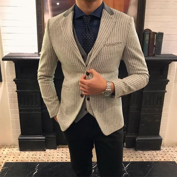men's suits & blazers european american retro light gray striped slim-fit trendy suit british casual business high-end wool material me, White;black
men's suits & blazers european american retro light gray striped slim-fit trendy suit british casual business high-end wool material me, White;black