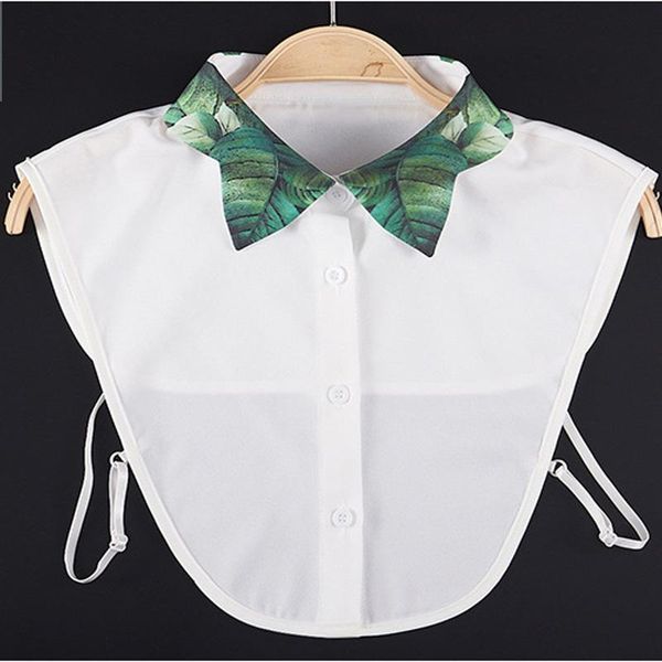 women's blouses & shirts hand-painted printed leaf shirt fake false collar embroidery flower sweater alley cotton fashion, White 
women's blouses & shirts hand-painted printed leaf shirt fake false collar embroidery flower sweater alley cotton fashion, White