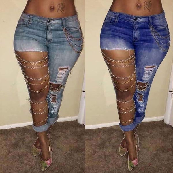fashion ripped jeans light women short slim chain big hole denim pants streetwear trousers pencil sexy, White;black
fashion ripped jeans light women short slim chain big hole denim pants streetwear trousers pencil sexy, White;black