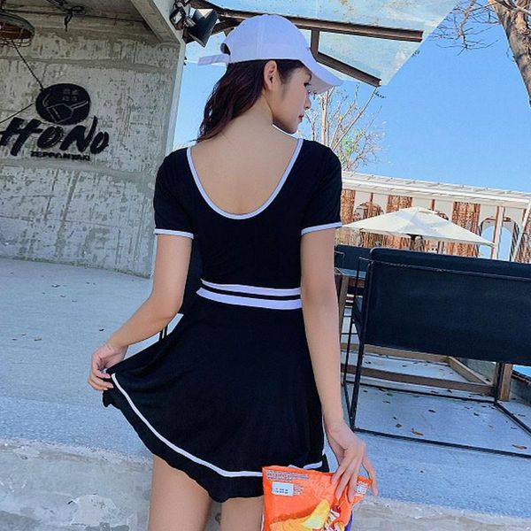 super fairy slimming belly covered ladies one-piece skirt style spring student swimwear women's, White;black
super fairy slimming belly covered ladies one-piece skirt style spring student swimwear women's, White;black