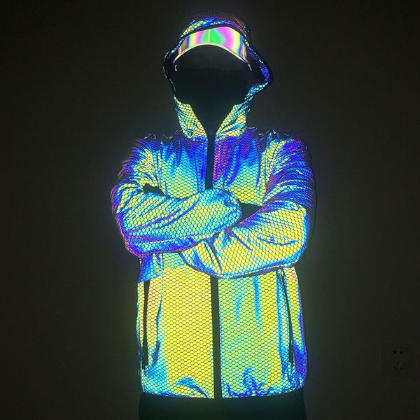 high visibility jacket rainbow snake skin pattern reflective pullover coat hooded jackets for street fashion wear hip hop dance, Black;brown
high visibility jacket rainbow snake skin pattern reflective pullover coat hooded jackets for street fashion wear hip hop dance, Black;brown