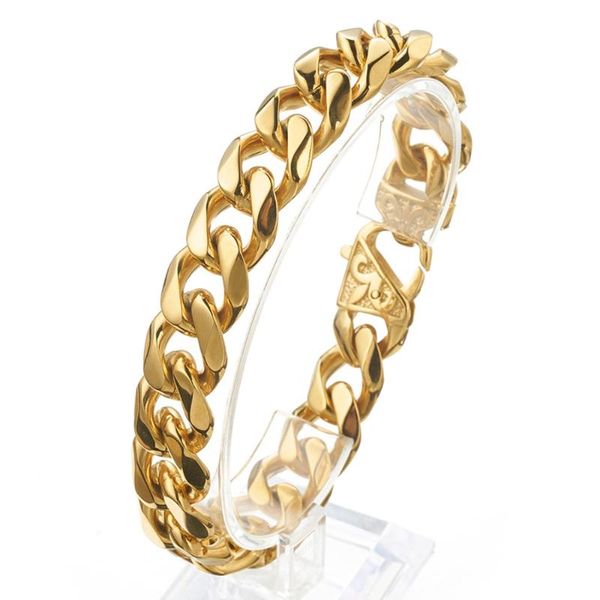 link, chain 12/15mm 7-11" cuban curb bracelet gold stainless steel men's / ladies trend holiday gift jewelry, Black
link, chain 12/15mm 7-11" cuban curb bracelet gold stainless steel men's / ladies trend holiday gift jewelry, Black