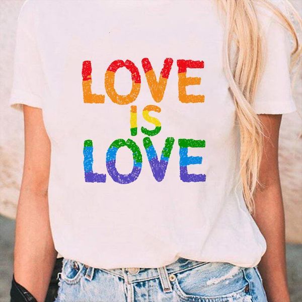 love is rainbow graphic gay women pride fun cartoon print short sleeve female, White
love is rainbow graphic gay women pride fun cartoon print short sleeve female, White