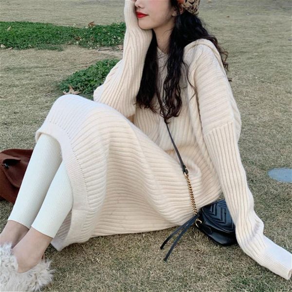 casual dresses midi knitted dress women's hood long sleeve loose elegant office sweater one piece korean 2021 autumn winter, Black;gray
casual dresses midi knitted dress women's hood long sleeve loose elegant office sweater one piece korean 2021 autumn winter, Black;gray