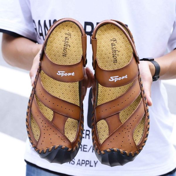 sandals 2021 leather cowhide men's baotou slippers tide outdoor summer beach wear dual-use sports, Black
sandals 2021 leather cowhide men's baotou slippers tide outdoor summer beach wear dual-use sports, Black
