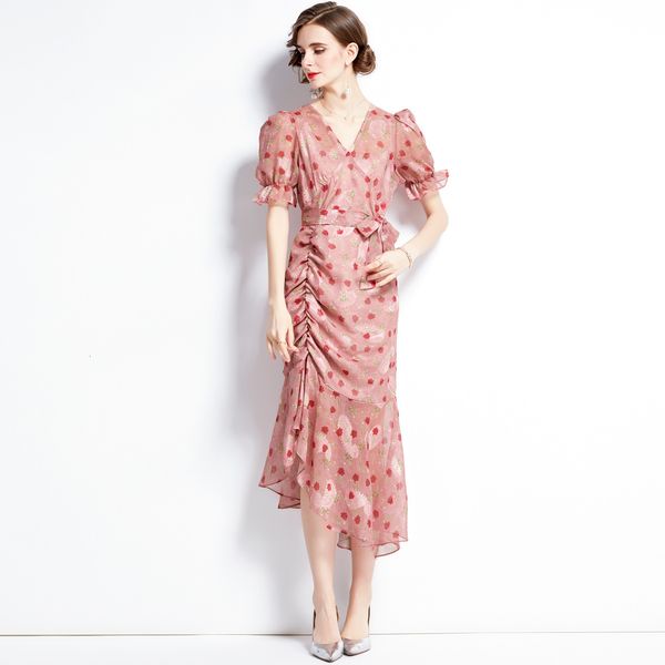 celebrity fried street light cooked wind lotus leaf edge v-neck dress women's jacquard chiffon waist slim lantern sleeve medium skirt, Black;gray
celebrity fried street light cooked wind lotus leaf edge v-neck dress women's jacquard chiffon waist slim lantern sleeve medium skirt, Black;gray
