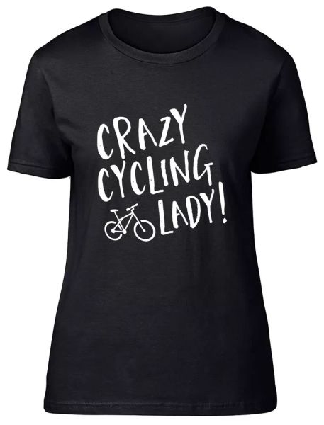 crazy cycling lady fitted womens ladies t shirt, White;black
crazy cycling lady fitted womens ladies t shirt, White;black