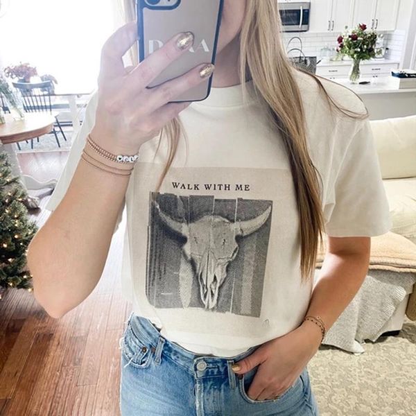 women's t-shirt rowling - with female design, short sleeve round neck cotton t-shirt, retro goat head informal chic 2021, White
women's t-shirt rowling - with female design, short sleeve round neck cotton t-shirt, retro goat head informal chic 2021, White
