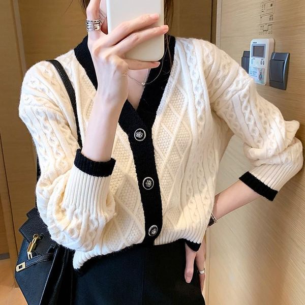 women's knits & tees hit color v-neck knitted cardigans fashion vintage single breasted women sweaters autumn casual loose coat 2021, White
women's knits & tees hit color v-neck knitted cardigans fashion vintage single breasted women sweaters autumn casual loose coat 2021, White