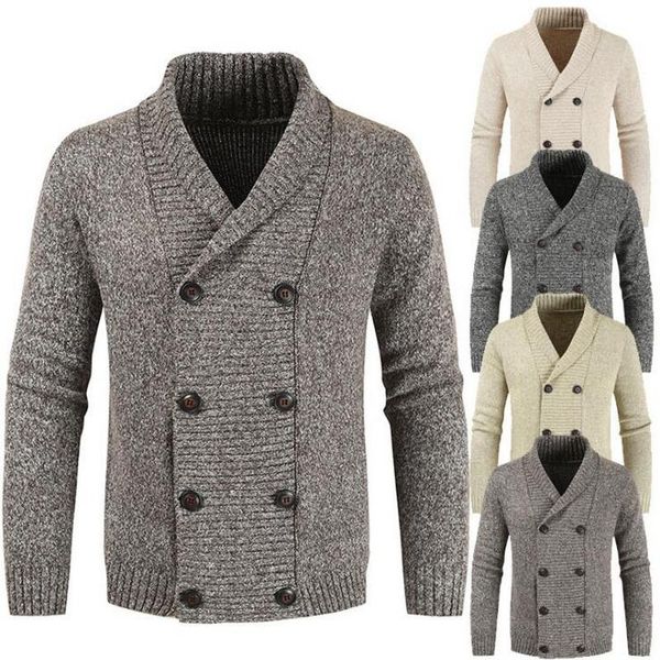men cardigan warm sweater autumn winter mens long-sleeved lapel double breasted knit coat men's sweaters, White;black
men cardigan warm sweater autumn winter mens long-sleeved lapel double breasted knit coat men's sweaters, White;black