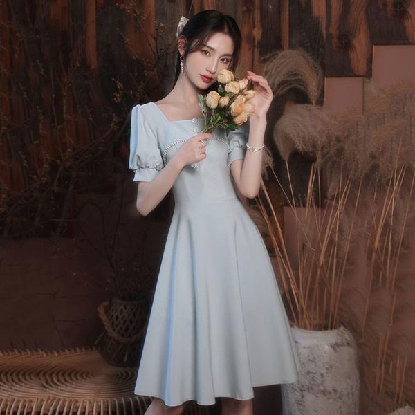 ethnic clothing pearl puff sleeve formal party dress gown square collar cheongsam light blue charming pleated qipao short vestidos de f, Red
ethnic clothing pearl puff sleeve formal party dress gown square collar cheongsam light blue charming pleated qipao short vestidos de f, Red