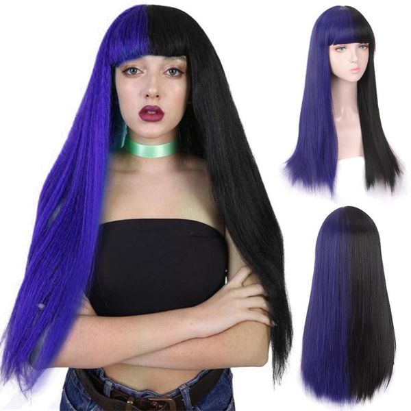 synthetic wigs houyan women's long straight hair blue and black wig two color cosplay
synthetic wigs houyan women's long straight hair blue and black wig two color cosplay