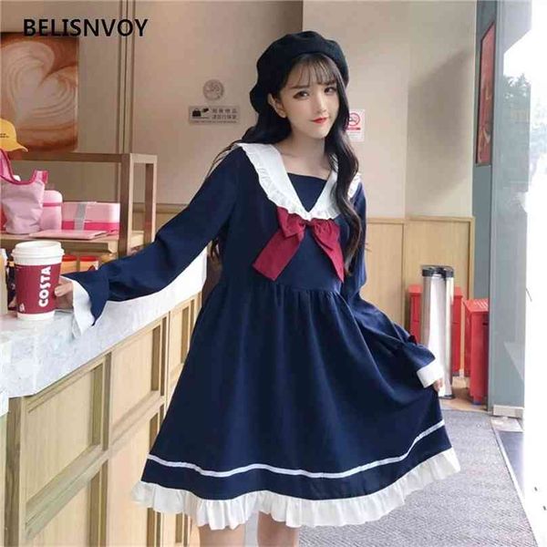 japanese women lolita dresses preppy style student sailor collar long sleeve jk harjauku uniform with bowknot 210520, Black;gray
japanese women lolita dresses preppy style student sailor collar long sleeve jk harjauku uniform with bowknot 210520, Black;gray