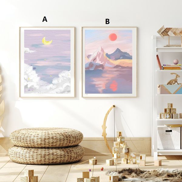 unframed aesthetic decorative painting sun moon landscape print wall decor poster
unframed aesthetic decorative painting sun moon landscape print wall decor poster