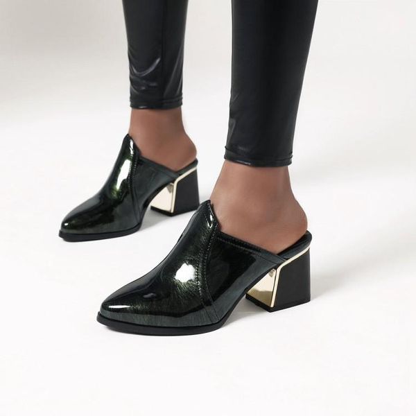 pointed toe summer mules slippers shoes women patent leather flip flops thick heel sandalia feminina size32-43, Black
pointed toe summer mules slippers shoes women patent leather flip flops thick heel sandalia feminina size32-43, Black