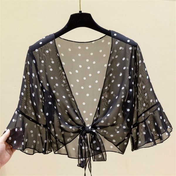 women's jackets 2021 summer elegant women dot shawl capes lady chiffon wraps bow tie wrap bolero accessories coat sun protection 1394, Black;brown
women's jackets 2021 summer elegant women dot shawl capes lady chiffon wraps bow tie wrap bolero accessories coat sun protection 1394, Black;brown