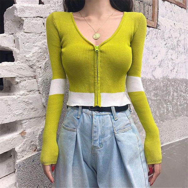 women's knits & tees zipper cardigan women cropped sweater knitted ribbed ropa mujer long sleeve patchwork girls clothing korean fashio, White
women's knits & tees zipper cardigan women cropped sweater knitted ribbed ropa mujer long sleeve patchwork girls clothing korean fashio, White