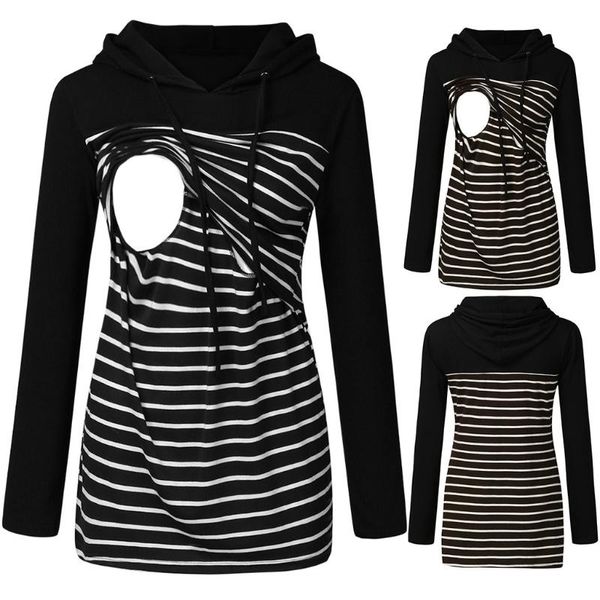 maternity dresses t-shirt con cappuccio per allattamento al seno premaman da donna o-collo invernale manica lunga a righe abiti p, White
maternity dresses t-shirt con cappuccio per allattamento al seno premaman da donna o-collo invernale manica lunga a righe abiti p, White