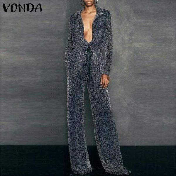 women's jumpsuits & rompers vonda bling romper women jumpsuit 2021 streetwear deep v neck party playsuit plus size retro wide leg pant, Black;white
women's jumpsuits & rompers vonda bling romper women jumpsuit 2021 streetwear deep v neck party playsuit plus size retro wide leg pant, Black;white