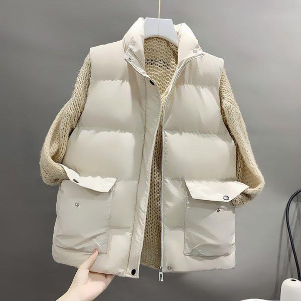 women's vests women winter warm big pocket cotton padded puffer sleeveless parkas jacket, Black;white
women's vests women winter warm big pocket cotton padded puffer sleeveless parkas jacket, Black;white