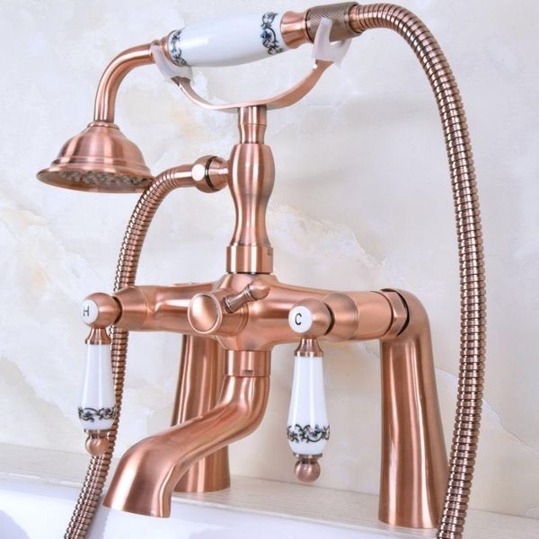 deck mount claw-foot bathtub faucet tub filler handheld shower antique red copper brass dual ceramic handles ana176 bathroom sets
deck mount claw-foot bathtub faucet tub filler handheld shower antique red copper brass dual ceramic handles ana176 bathroom sets
