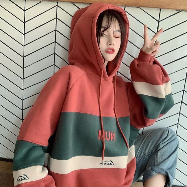 women's hoodies & sweatshirts harajuku womens fashion thicker plus velvet coat patchwork hooded trendy oversize sweatshirt loose pullov, Black
women's hoodies & sweatshirts harajuku womens fashion thicker plus velvet coat patchwork hooded trendy oversize sweatshirt loose pullov, Black
