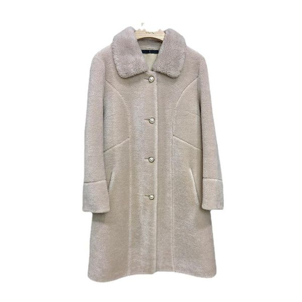 women's fur & faux pure wool granular fleece 100% lapel fashion warmth and thin genuine coat women winter real single breasted, Black
women's fur & faux pure wool granular fleece 100% lapel fashion warmth and thin genuine coat women winter real single breasted, Black