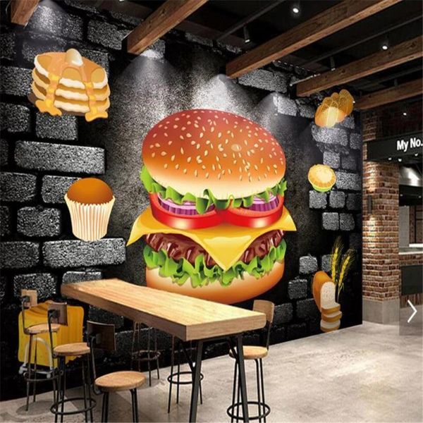wallpapers milofi customized large po wallpaper mural 3d stereo nostalgic background bakery fast food restaurant tooling wall