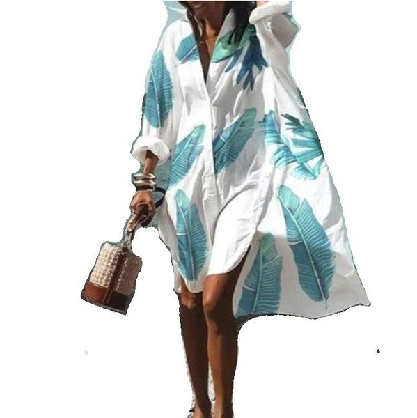 women's swimwear summer cool holiday print dress selling loose breathable split shirt party cotton beach vacatiion, White;black
women's swimwear summer cool holiday print dress selling loose breathable split shirt party cotton beach vacatiion, White;black