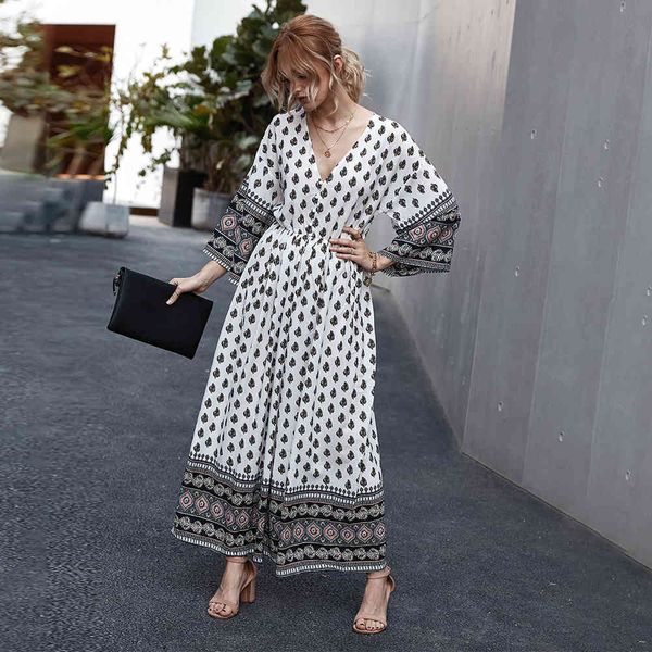 elegant 2021 new ladies spring summer bohemian deep v-neck women a-line print high waist long dress, Black;gray
elegant 2021 new ladies spring summer bohemian deep v-neck women a-line print high waist long dress, Black;gray