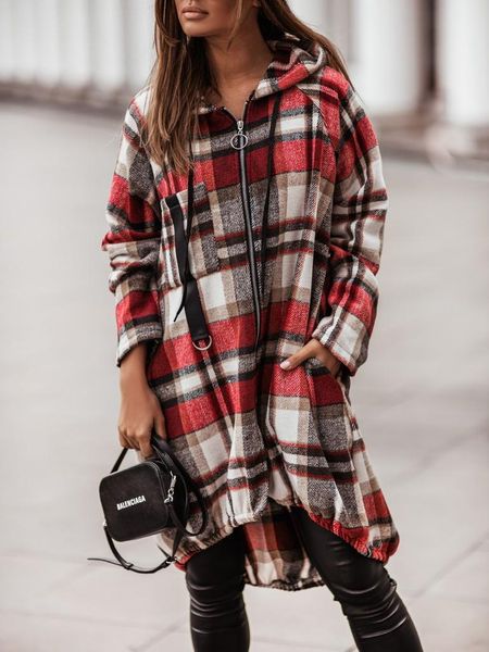 women's jackets 2021 european and american autumn winter long zipper plaid shirt coat, Black;brown
women's jackets 2021 european and american autumn winter long zipper plaid shirt coat, Black;brown
