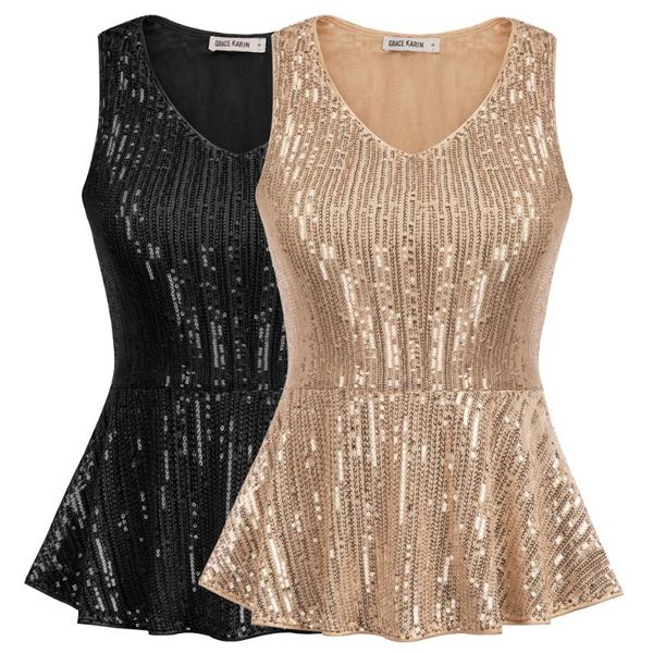 women's blouses & shirts casual women stunning sequined sleeveless v-neck peplum hem slim fit summer clothes female ladies 2021, White
women's blouses & shirts casual women stunning sequined sleeveless v-neck peplum hem slim fit summer clothes female ladies 2021, White